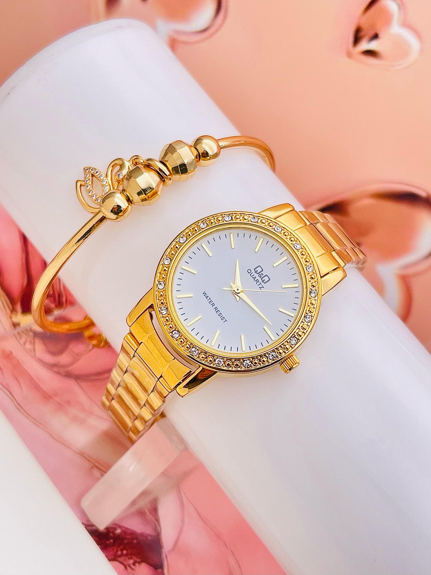 💎 Reloj Q&Q Dama Piedras-Esmeraldas|Elegancia Japonesa en Cada Detalle 👑
