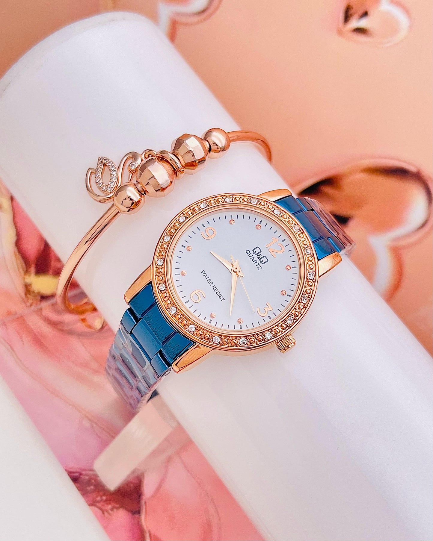 💎 Reloj Q&Q Dama Piedras-Esmeraldas|Elegancia Japonesa en Cada Detalle 👑