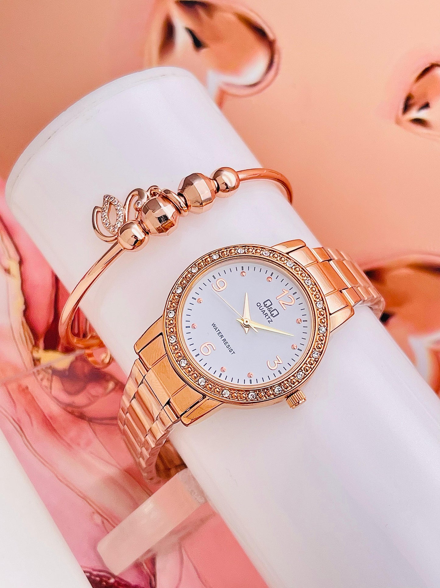 💎 Reloj Q&Q Dama Piedras-Esmeraldas|Elegancia Japonesa en Cada Detalle 👑