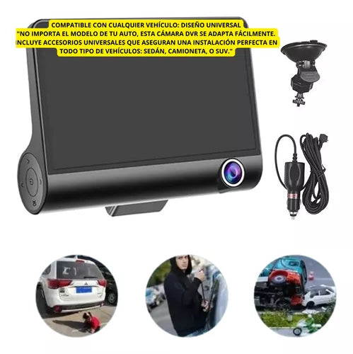 🚘📸 VIDEO CÁMARA DVR PARA CARRO 3 LENTES|FRONTAL – REVERSA – INTERIOR|FULL HD 1080P 🔥🎥