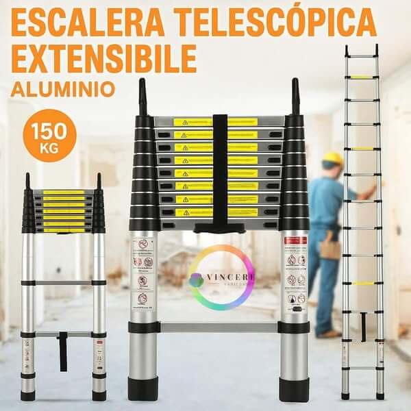 🪜Escalera Telescópica Retráctil PRO de Aluminio|3 Metros de Potencia Compacta🔩