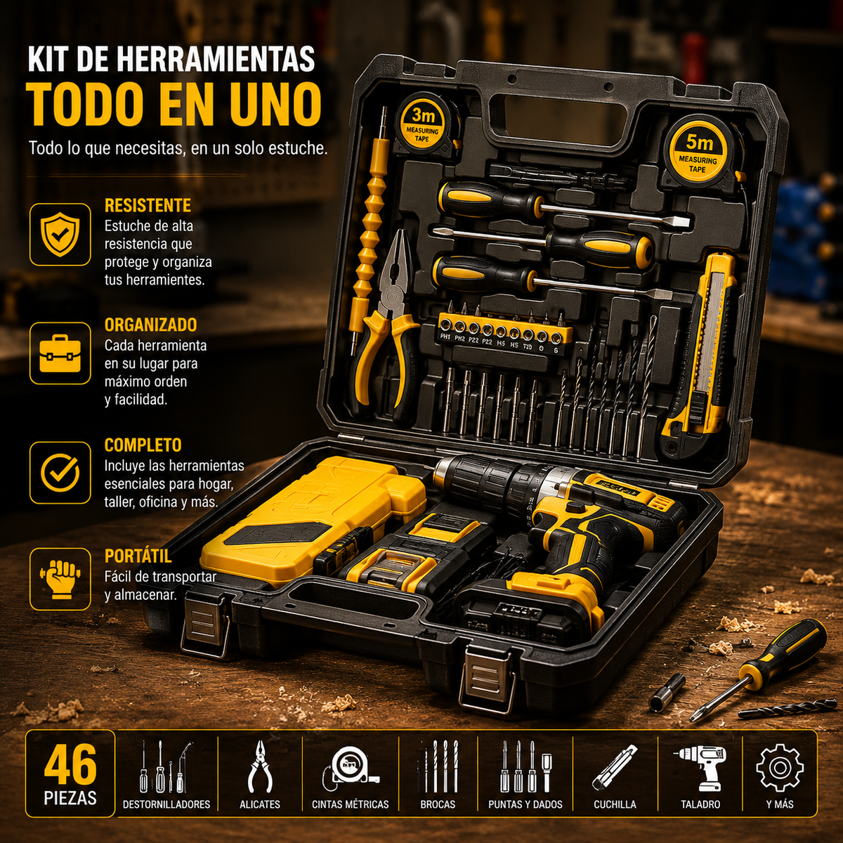 TALADRO DEWALT 68V PRO | Potencia Inalámbrica + Kit de 34 Accesorios⚡