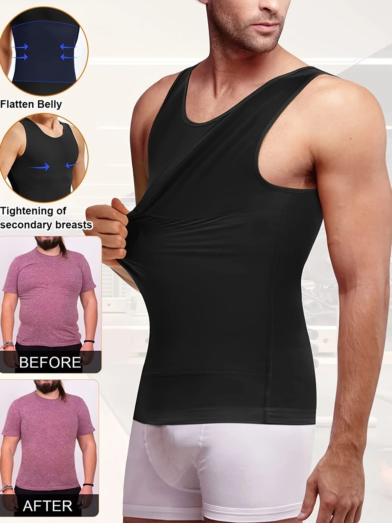 💪CAMISILLA DE COMPRESIÓN MASCULINA|Control Total, Estilo Firme y Cuerpo Definido 👕💥