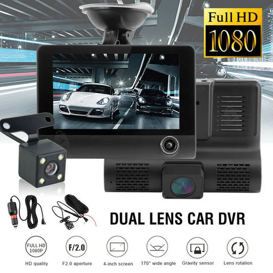 🚘📸 VIDEO CÁMARA DVR PARA CARRO 3 LENTES|FRONTAL – REVERSA – INTERIOR|FULL HD 1080P 🔥🎥