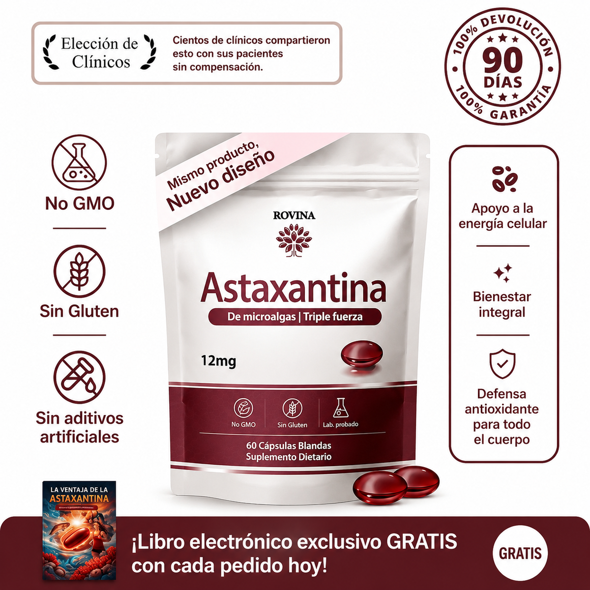 ASTAXANTINA 12mg ANTIOXIDANTE | MICROALGAS | BIENESTAR DIARIO