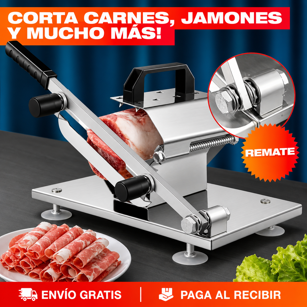 REBANADOR DE CARNE PROFESIONAL EN ACERO INOXIDABLE