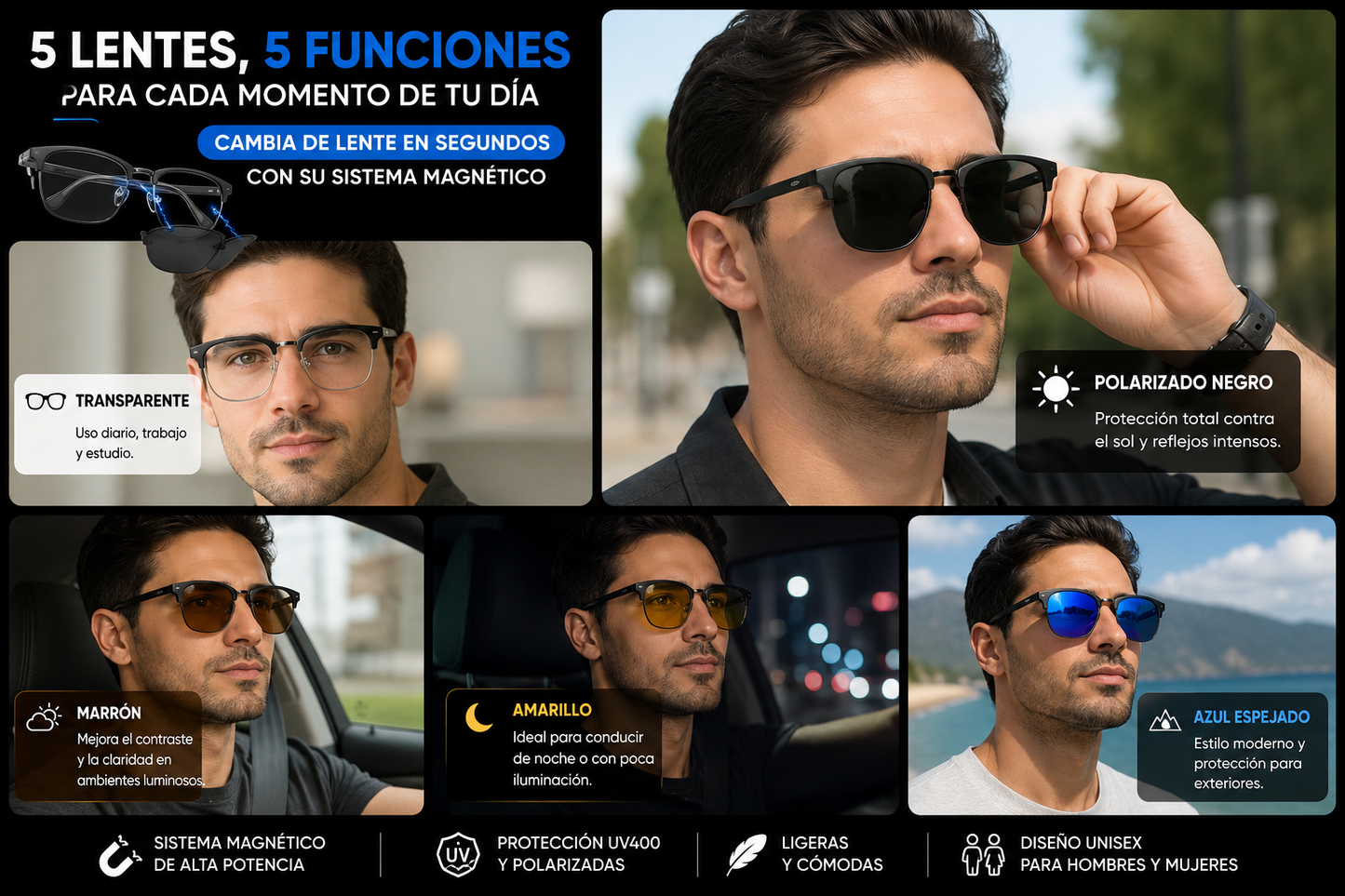 MAGNETIX LENTES VISION™ 5 EN 1