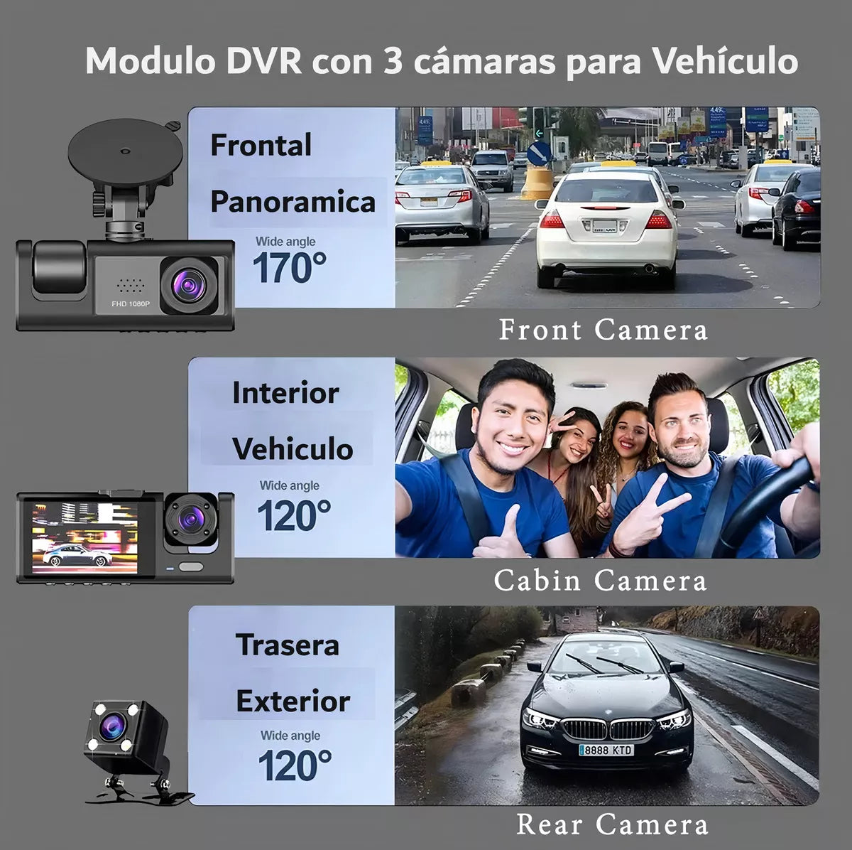 🚘📸DASHCAM 360° ULTRA|TRIPLE CÁMARA|FULL HD 1080P|VISIÓN NOCTURNA🔥🎥