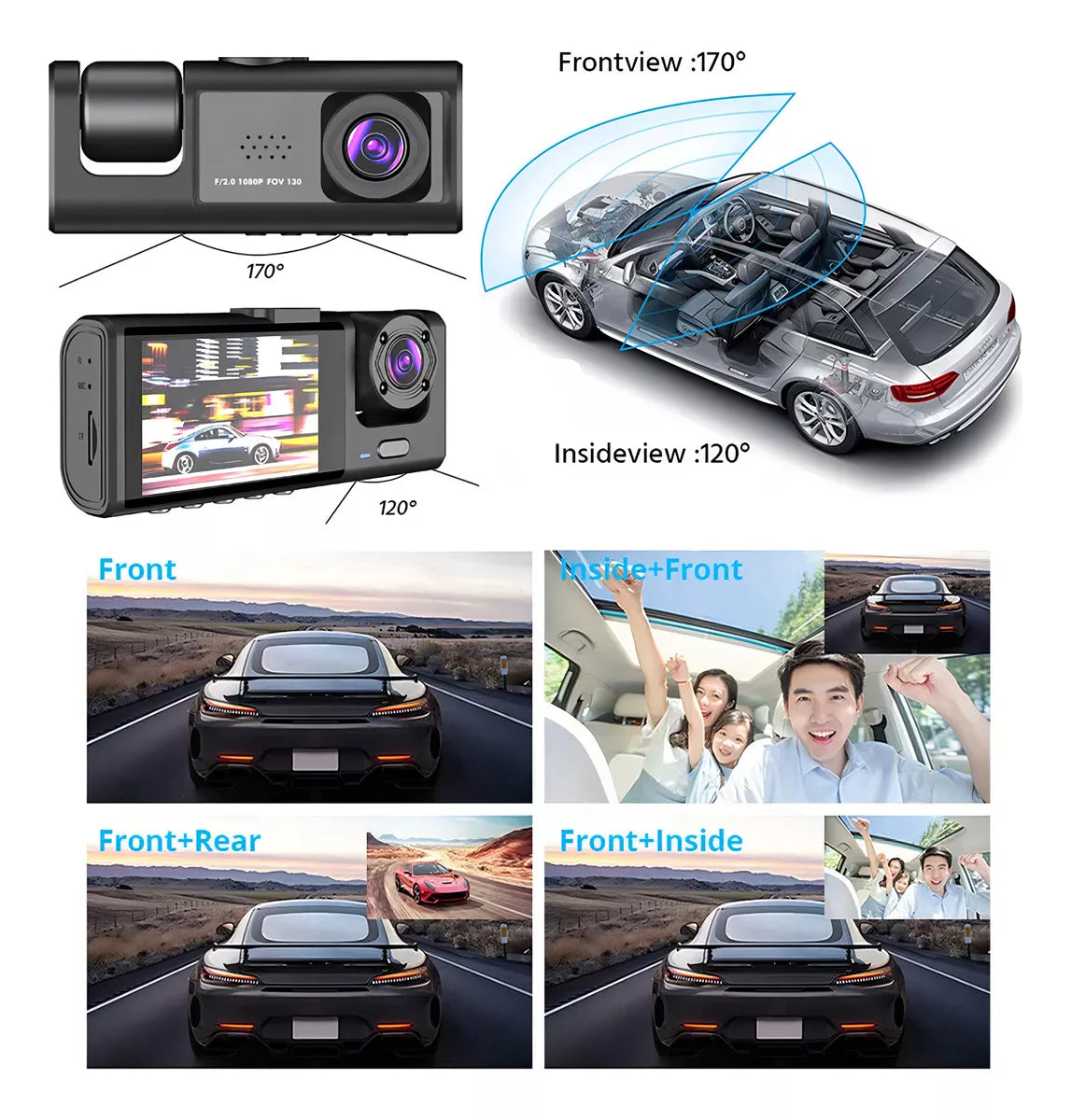 🚘📸DASHCAM 360° ULTRA|TRIPLE CÁMARA|FULL HD 1080P|VISIÓN NOCTURNA🔥🎥