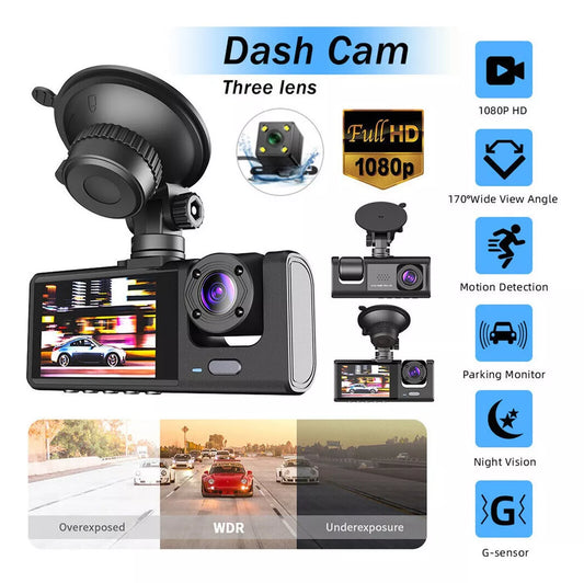 🚘📸DASHCAM 360° ULTRA|TRIPLE CÁMARA|FULL HD 1080P|VISIÓN NOCTURNA🔥🎥