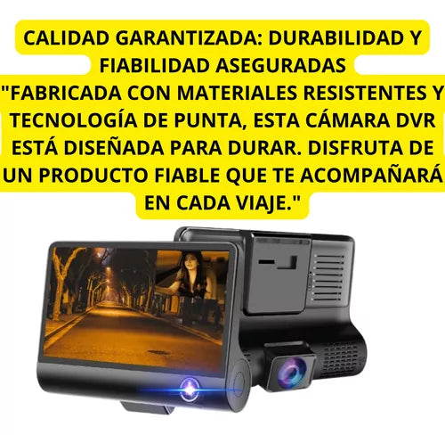 🚘📸 VIDEO CÁMARA DVR PARA CARRO 3 LENTES|FRONTAL – REVERSA – INTERIOR|FULL HD 1080P 🔥🎥