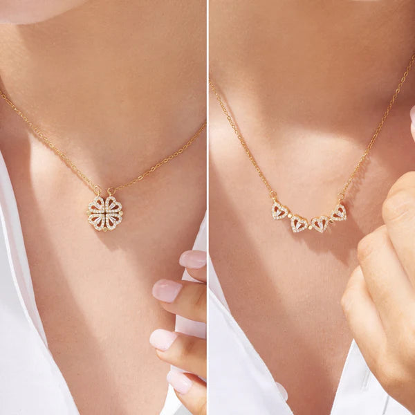 🍀COLLAR CORAZÓN Y TRÉBOL DE LA SUERTE✨