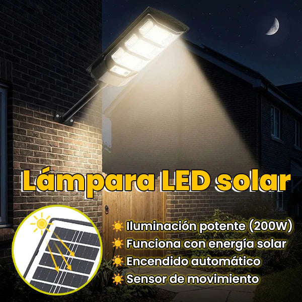 ☀️LÁMPARA LED SOLAR 200W CON SENSOR DE MOVIMIENTO|ENVIO GRATIS⚡