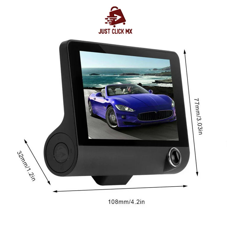 🚘📸 VIDEO CÁMARA DVR PARA CARRO 3 LENTES|FRONTAL – REVERSA – INTERIOR|FULL HD 1080P 🔥🎥