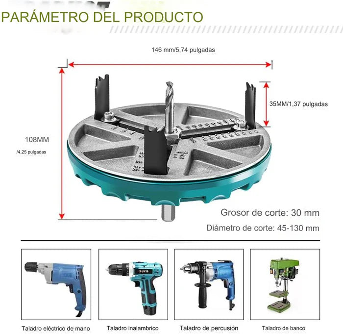 ⚙️ FlexiCut™|3 en 1 – Sierra de Perforado Ajustable Profesional